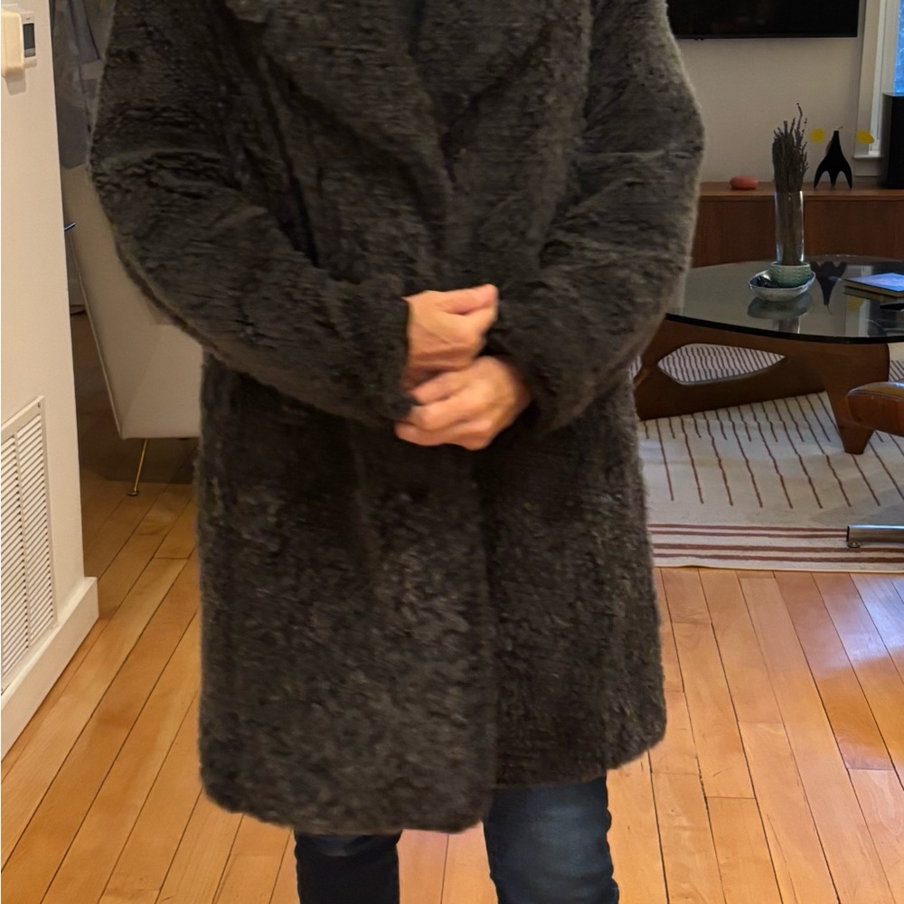 Club Monaco Charcoal Teddy Jacket real shearling